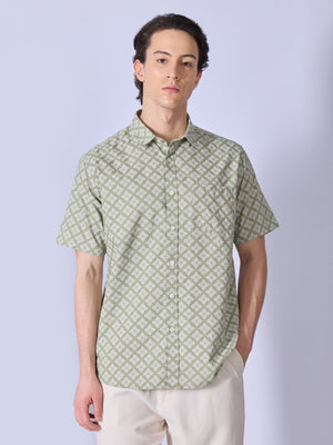 Vovomo - Half Sleeve Printed Shirt - Olive Green - Espanshe