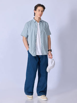Vovomo - Half Sleeve Printed Shirt - Ocean Blue - Espanshe