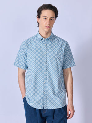 Vovomo - Half Sleeve Printed Shirt - Steel Blue - Espanshe