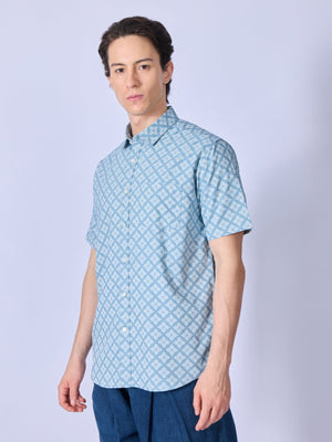 Vovomo - Half Sleeve Printed Shirt - Steel Blue - Espanshe