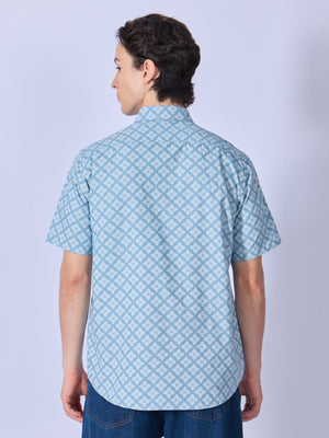 Vovomo - Half Sleeve Printed Shirt - Steel Blue - Espanshe