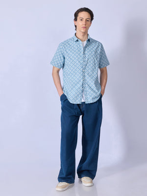 Vovomo - Half Sleeve Printed Shirt - Steel Blue - Espanshe
