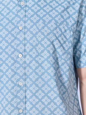 Vovomo - Half Sleeve Printed Shirt - Steel Blue - Espanshe