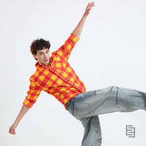 Clio - Brushed Checkered Shirt - Sunset Checkered - Espanshe