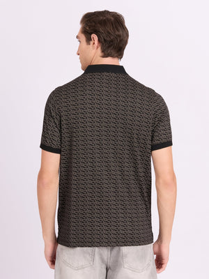Xokeia - Regular Printed Polo T-Shirt - Black - Espanshe