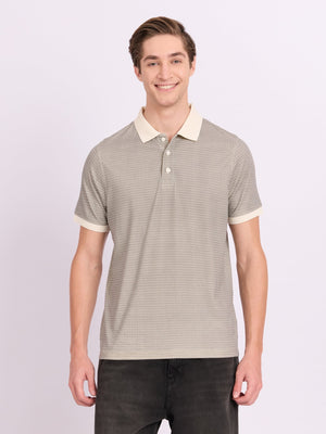 Xokeia - Regular Printed Polo T-Shirt - Light Beige - Espanshe