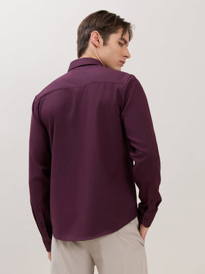 Zero - Relaxed Fit Plain Shirt - Maroon - Espanshe