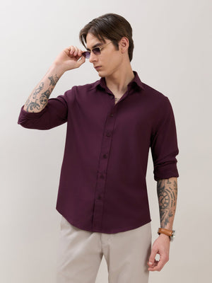 Zero - Relaxed Fit Plain Shirt - Maroon - Espanshe