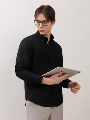 Zero - Relaxed Fit Plain Shirt - Black - Espanshe