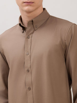 Zero - Relaxed Fit Plain Shirt - Olive Brown - Espanshe
