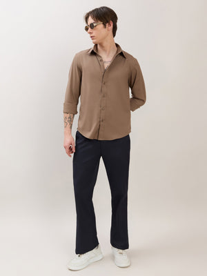 Zero - Relaxed Fit Plain Shirt - Olive Brown - Espanshe