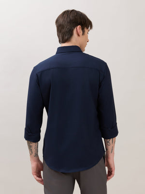 Zero - Relaxed Fit Plain Shirt - Navy Blue - Espanshe