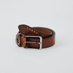 Textured Genuine Leather Belt - Tan Brown - Espanshe