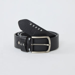 Gray Textured Genuine Leather Belt - Black - Espanshe