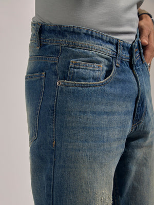 Kalliope - Straight Fit Faded Jeans - Blue - Espanshe