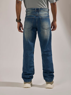 Kalliope - Straight Fit Faded Jeans - Blue - Espanshe