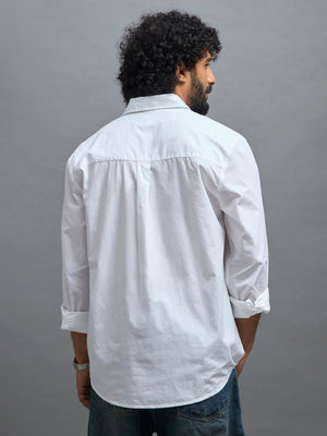 Eluded - Regular Fit Full Sleeve Poplin Shirt - White - Espanshe