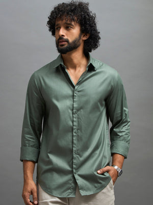 Calanthe - Giza Cotton Slim Fit Shirt - Moss Green - Espanshe