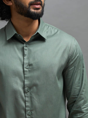 Calanthe - Giza Cotton Slim Fit Shirt - Moss Green - Espanshe