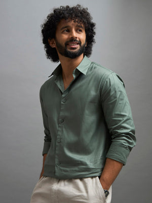 Calanthe - Giza Cotton Slim Fit Shirt - Moss Green - Espanshe