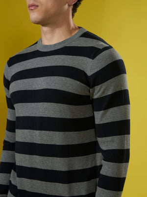 Piers - Striped Sweater Tee- Black - Espanshe