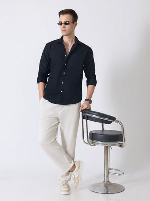 Xilipho - Relaxed Fit Oxford Shirt - Black - Espanshe