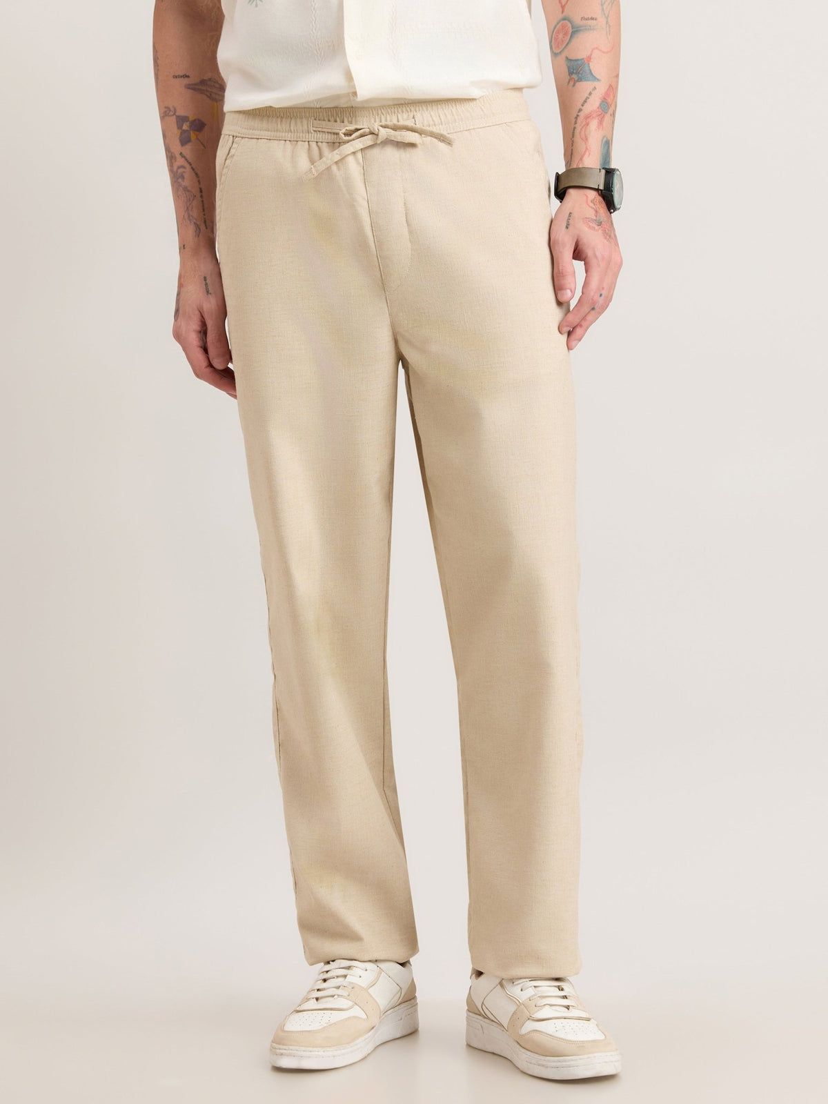 Nesisor - Straight Fit Casual Pant - Cream Brulee - Espanshe
