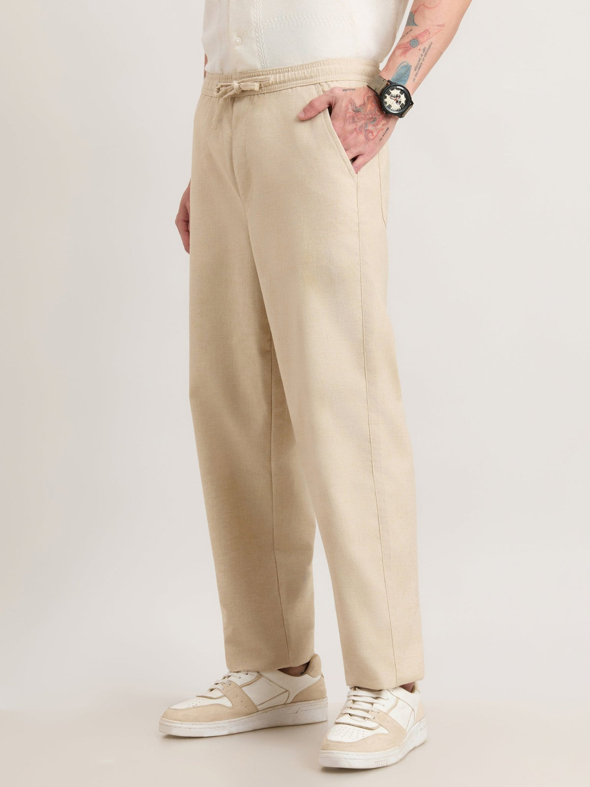Nesisor - Straight Fit Casual Pant - Cream Brulee - Espanshe