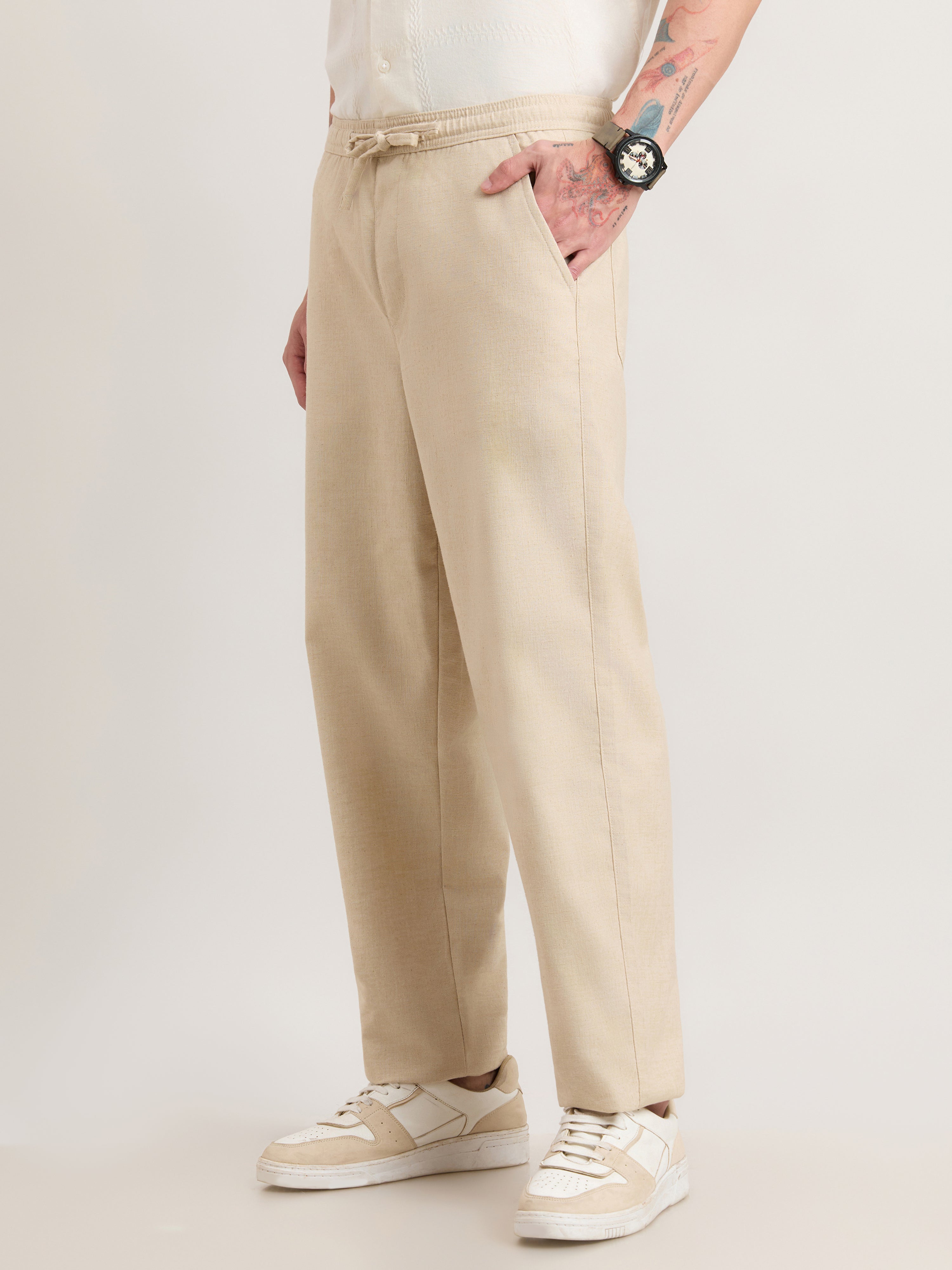 Nesisor - Straight Fit Casual Pant - Cream Brulee
