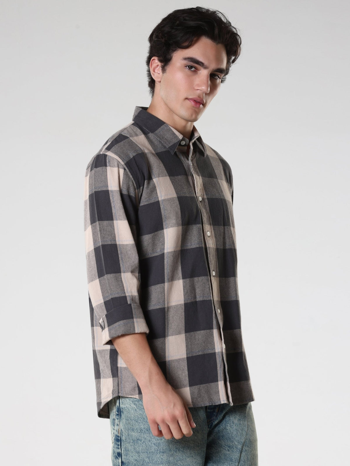 Ambar - Checkered Regular Shirt - Black - Espanshe