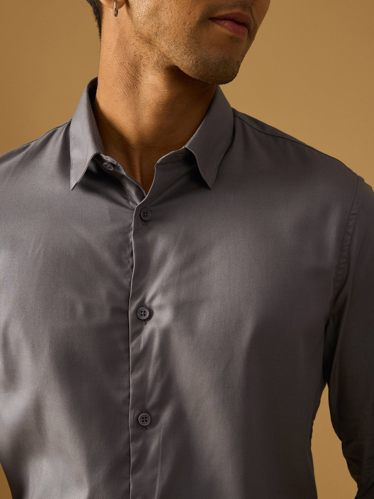 Calanthe - Giza Cotton Slim Fit Shirt - Grey - Espanshe