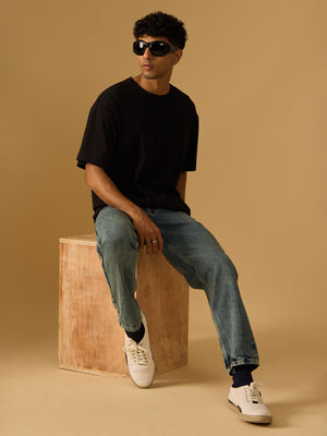 men's halfsleeve plain tshirt in peanut black