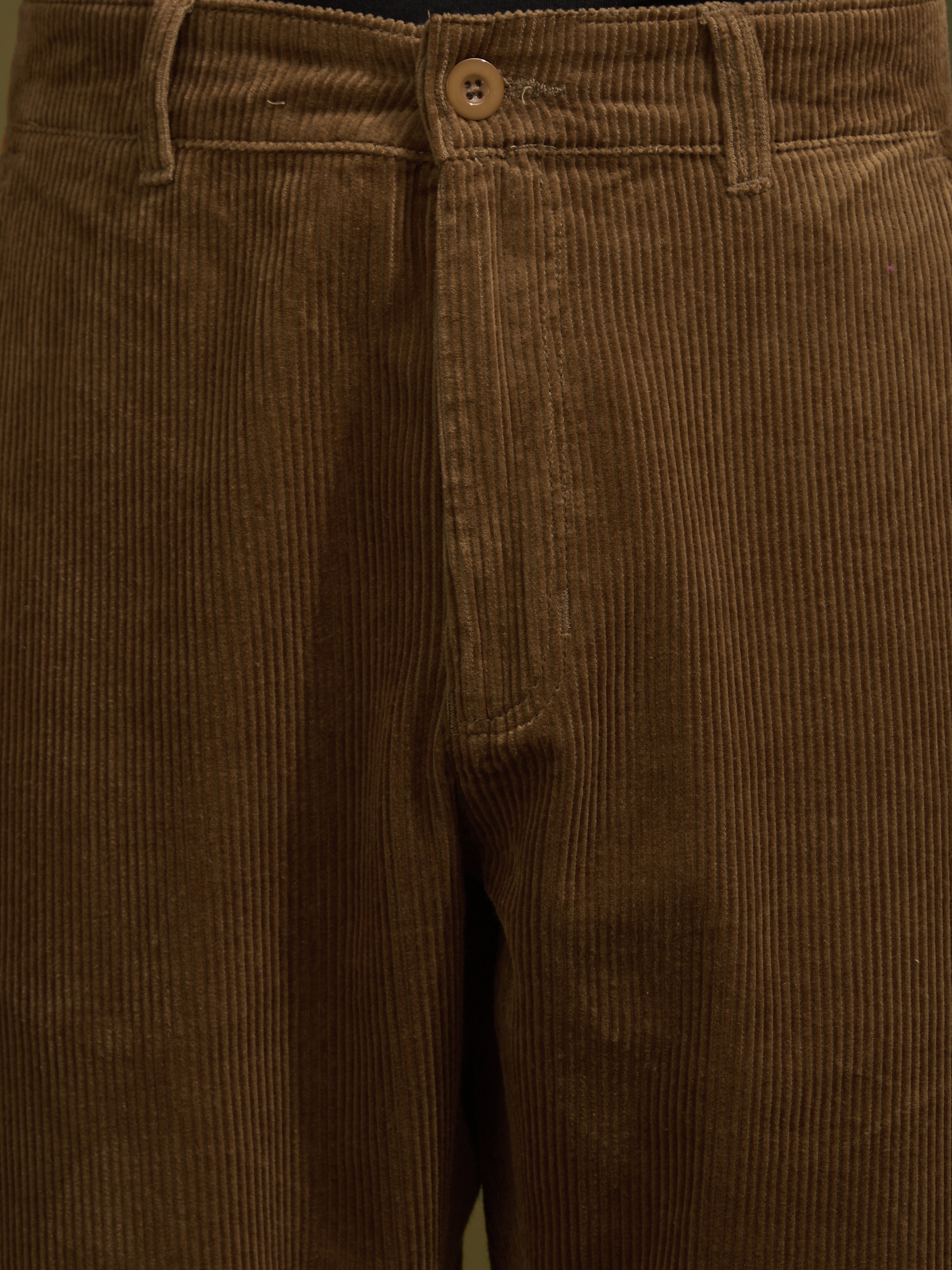 men's corduroy crop trouser in burnt cinnamon