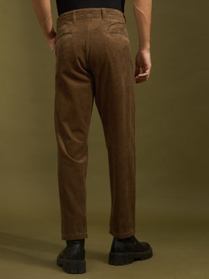 men's corduroy crop trouser in burnt cinnamon