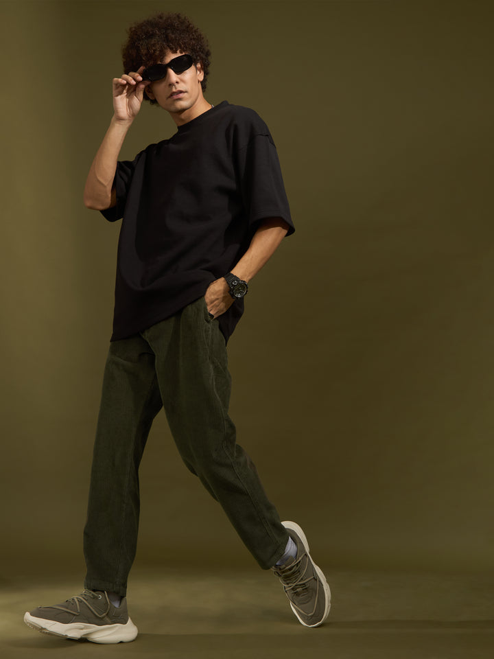 men's corduroy crop trouser in green