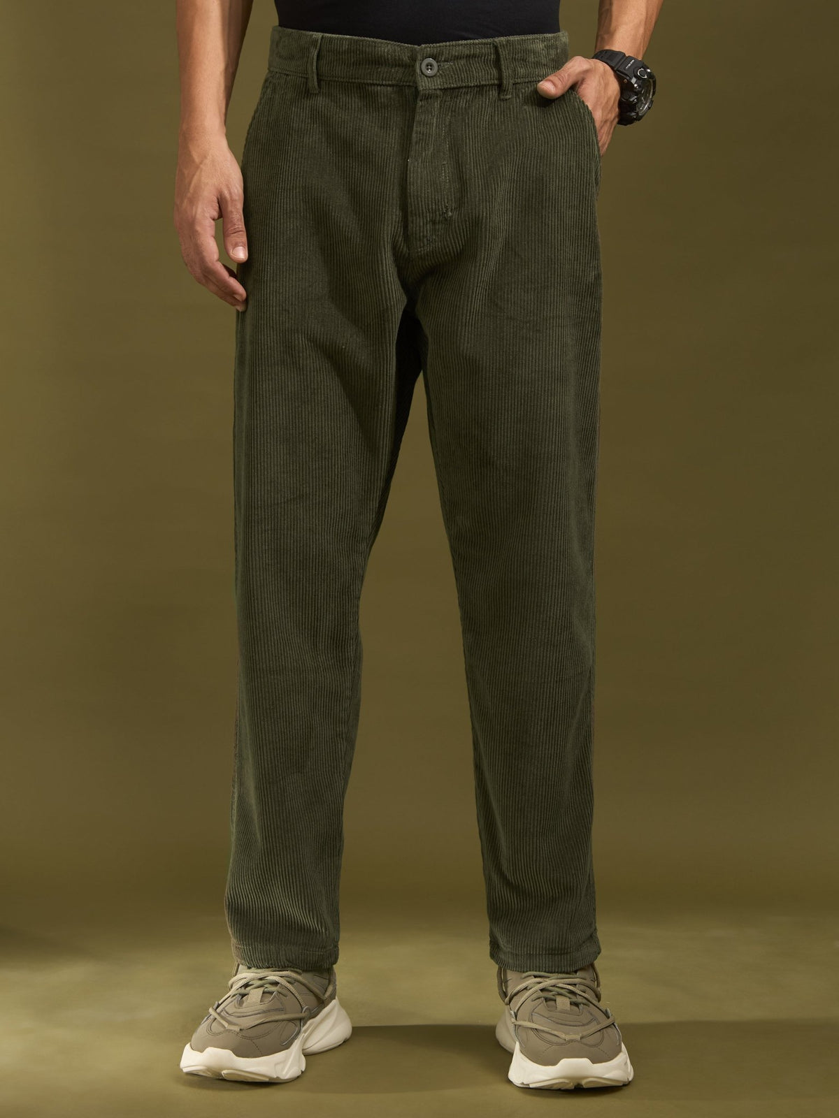 Holden - Corduroy Crop Trouser - Dark Green - Espanshe