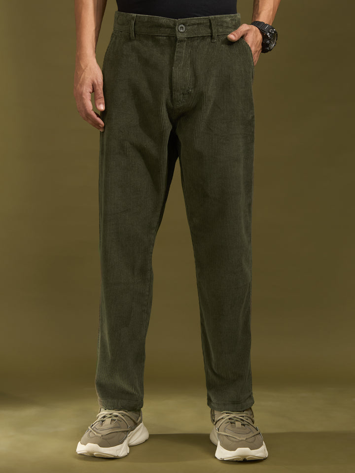 men's corduroy crop trouser in green