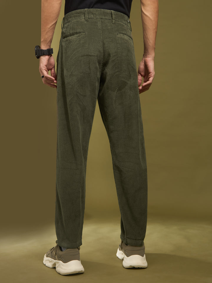 men's corduroy crop trouser in green