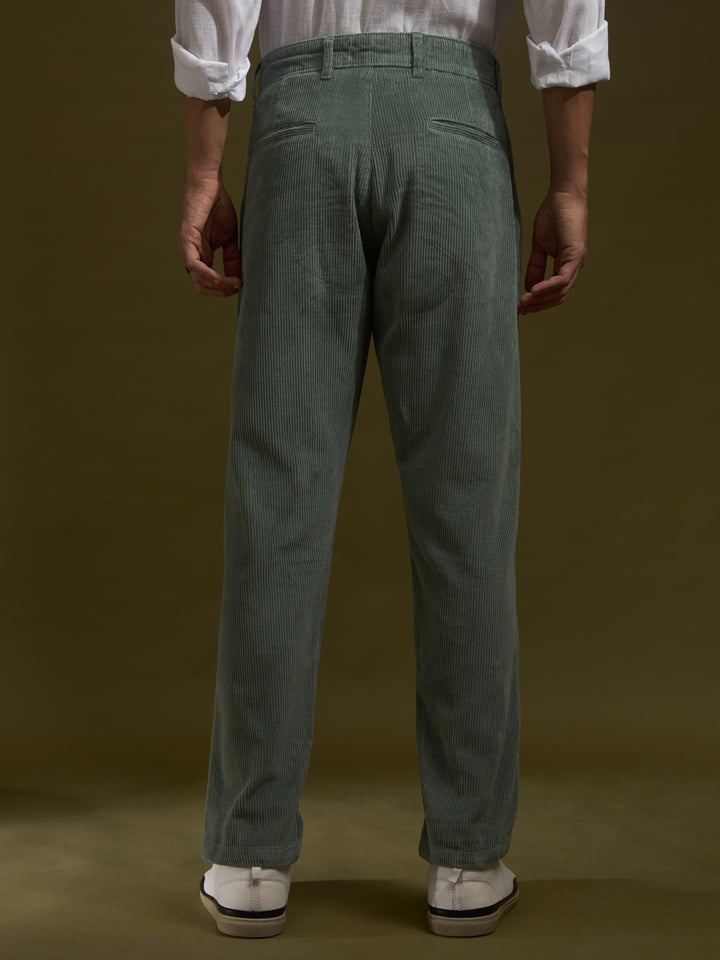men's corduroy crop trouser in green
