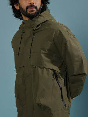 men's green hooded nylon jacket made from nylon blend, lightweight and durable
lightweight jakcet for men