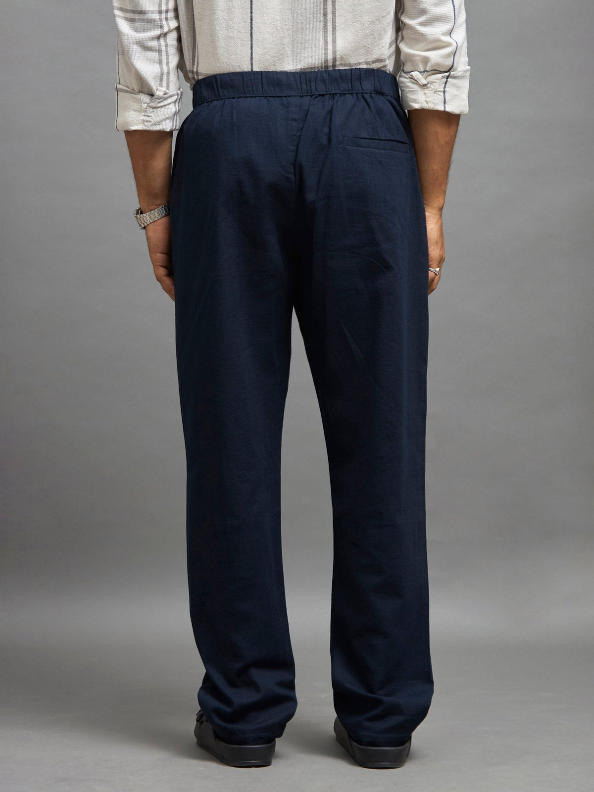 Gwynetha - Loose Fit Linen Joggers - Navy Blue - Espanshe