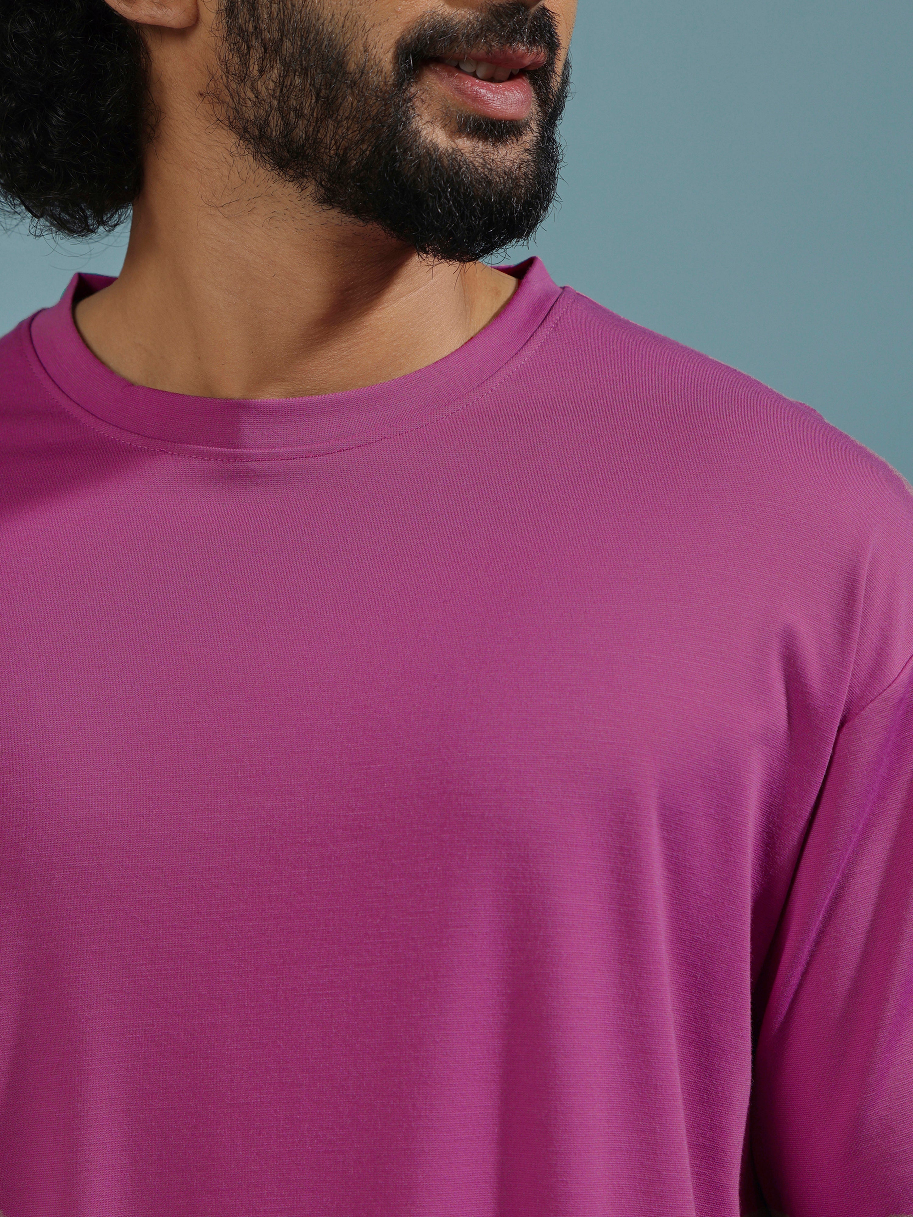 men's halfsleeve plain tshirt in fuchsia