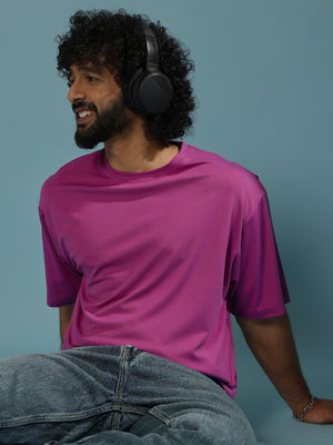 men's halfsleeve plain tshirt in fuchsia