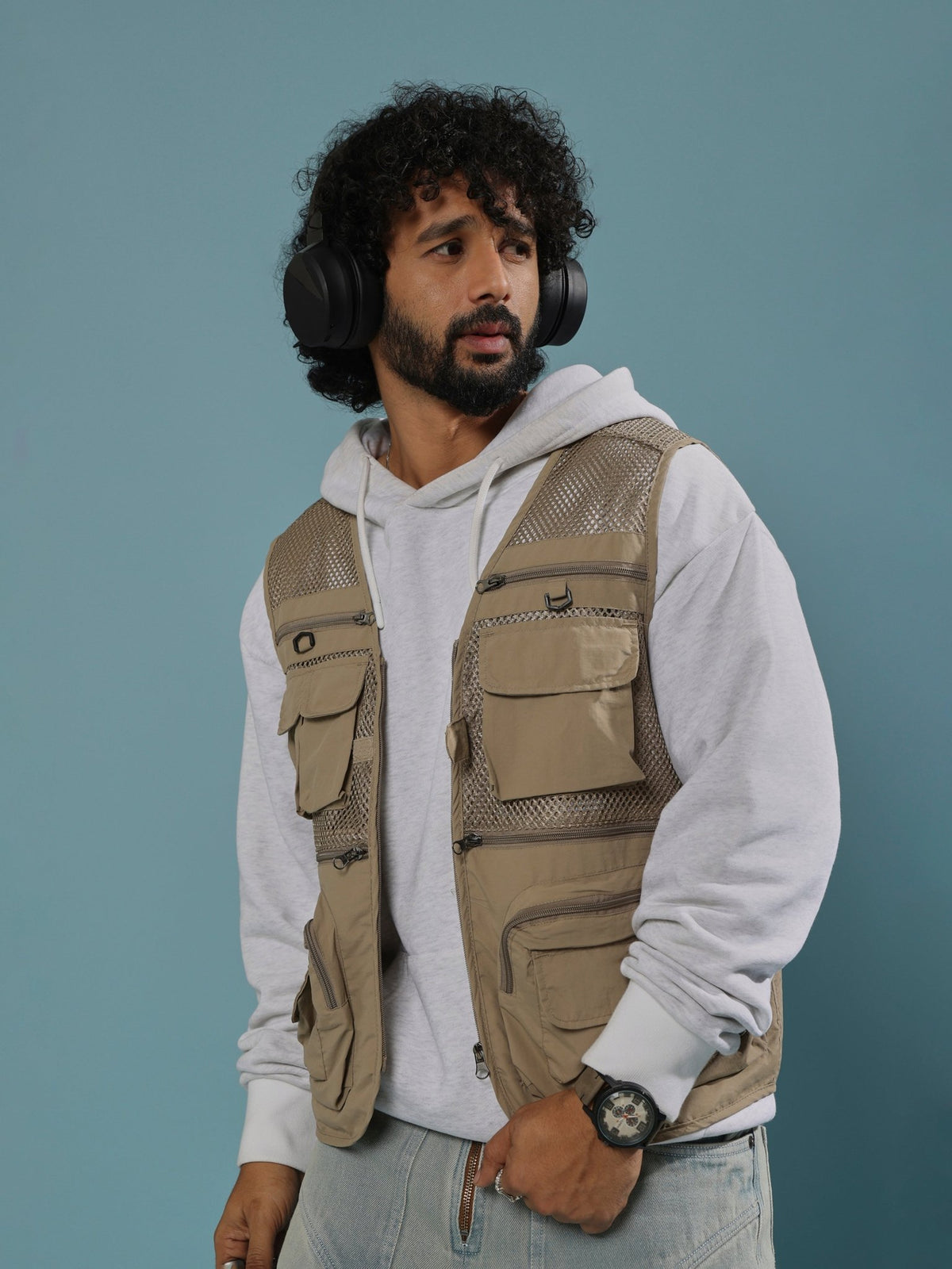 Romillya - Zippered Cargo Vest - Biege - Espanshe