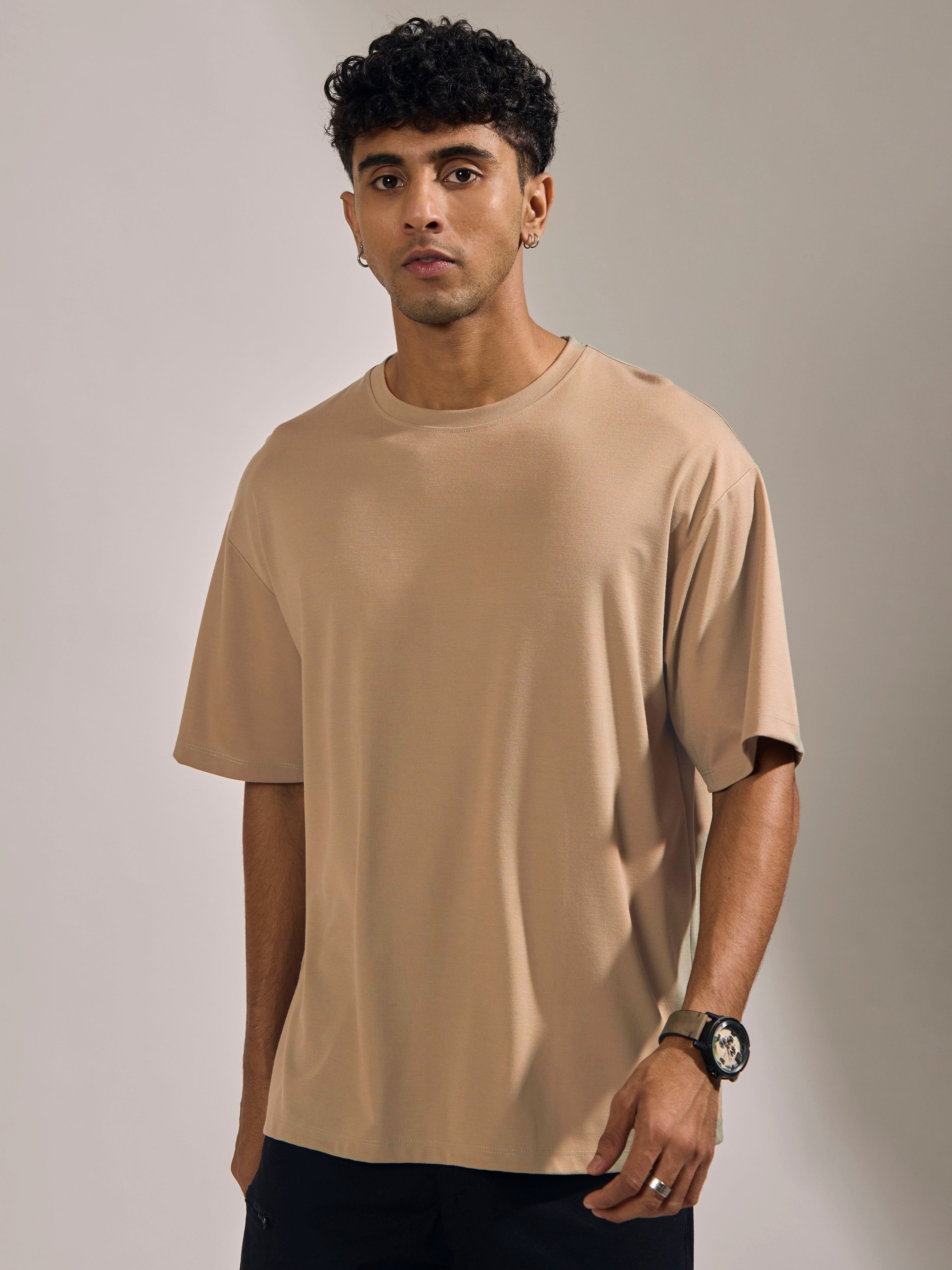 men's halfsleeve plain tshirt in peanut brown