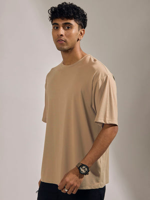 men's halfsleeve plain tshirt in peanut brown