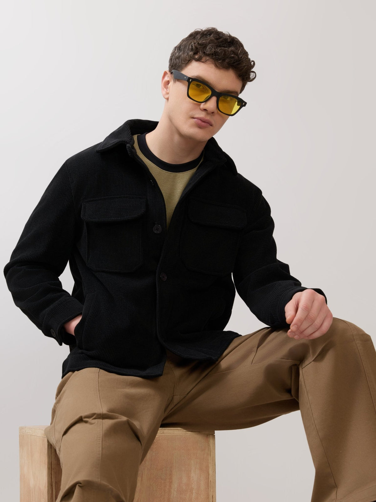 Alloy - Relaxed Corduroy Shacket - Black - Espanshe