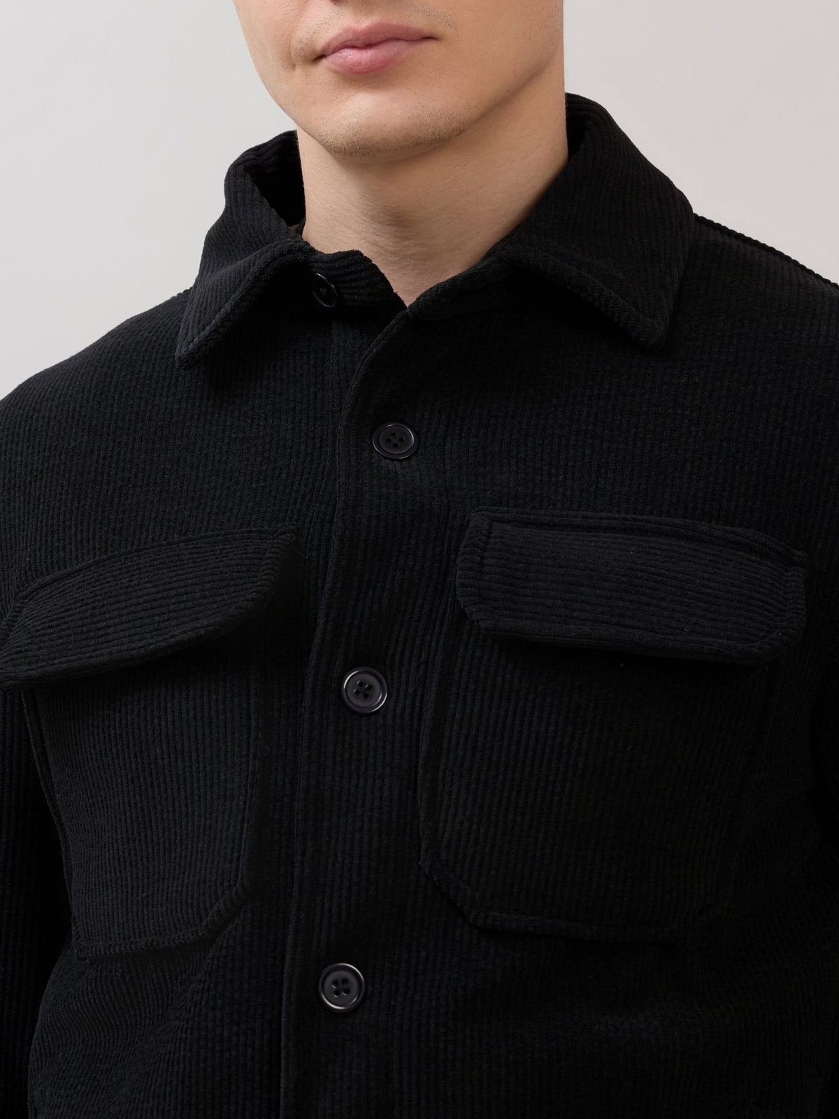 Alloy - Relaxed Corduroy Shacket - Black - Espanshe