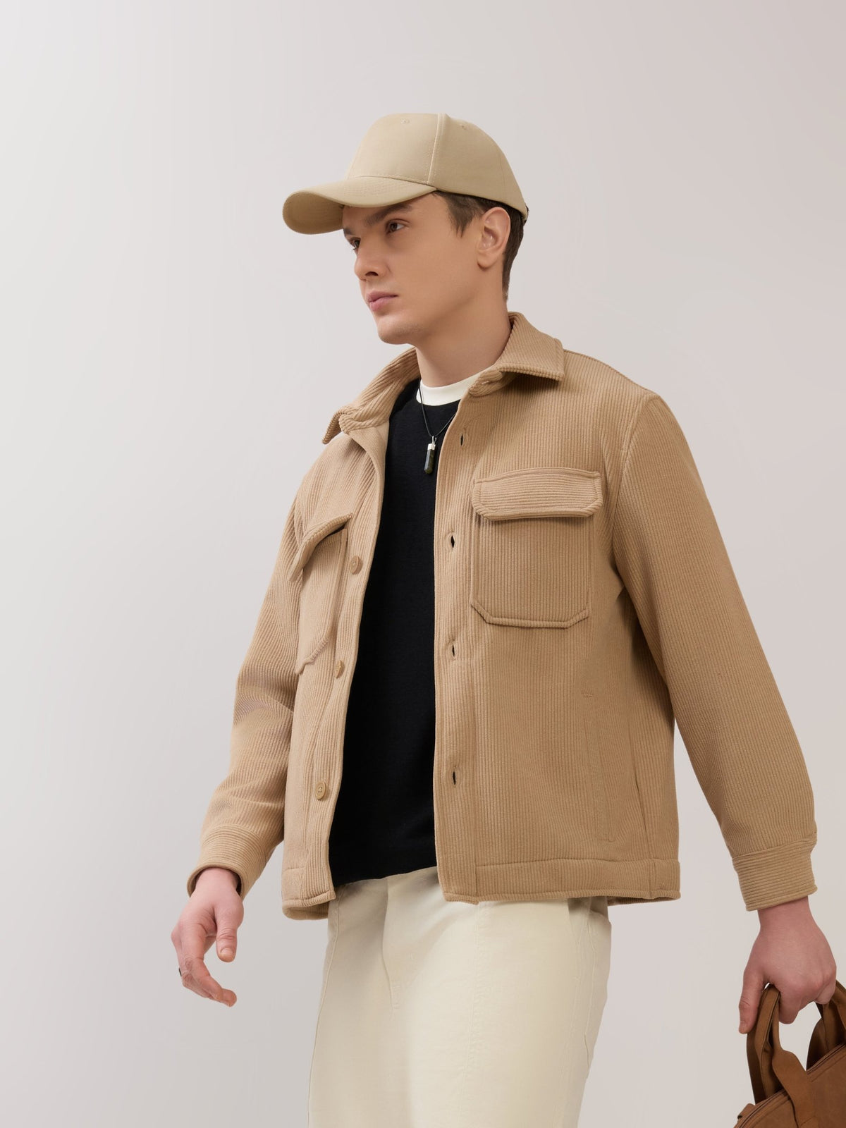 Alloy - Relaxed Corduroy Shacket - Light Brown - Espanshe