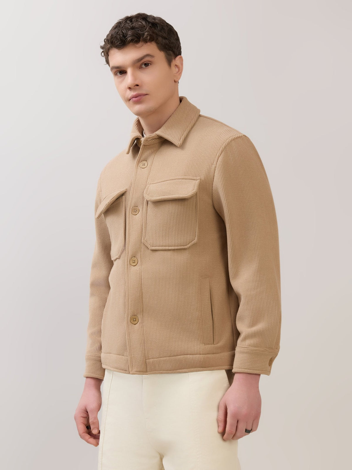 Alloy - Relaxed Corduroy Shacket - Light Brown - Espanshe